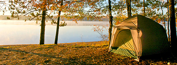 Tent by a lake