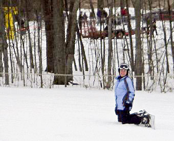 Boomer snowboarding