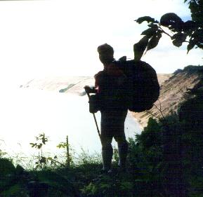 Woman with enormous back pack